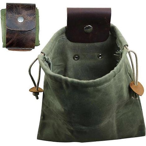 Sac de cueillette en toile verte, sac pour la cueillette de fruits et de champignons, idéal pour la randonnée et le camping. (1/5)