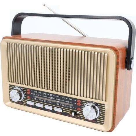 Tragbares Vintage-Radio, AM/FM/SW, Bluetooth-Radio, unterstützt USB/TF/AUX, mit 1200-mAh-Akku, für Zuhause und Büro, Küche (1/4)