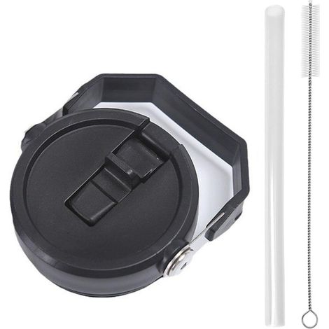 Couvercle de rechange pour gobelet IceFlow de 30 onces (avec paille réutilisable et brosse de nettoyage, noir) (1/5)
