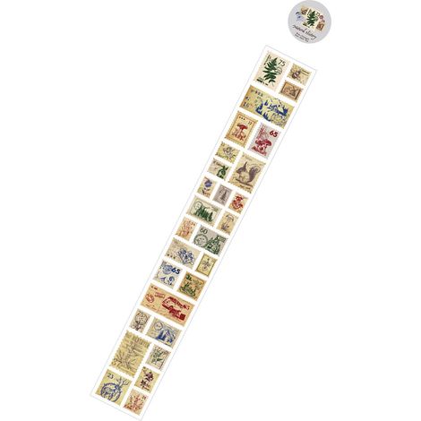 Ruban adhésif décoratif vintage à motifs de timbres-poste pour cahiers et carnets. (1/5)