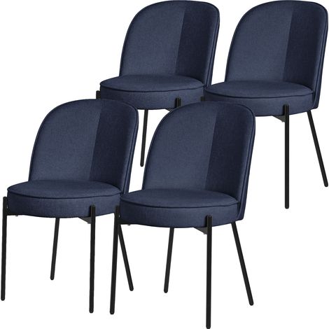 ML-Design Set 4 Sedie da Sala Pranzo Blu Scuro in Poliestere Gambe in Metallo, Struttura in Acciaio, con Schienale Semi-Rotondo, Poltrone Ergonomiche, Poltroncine Imbottite per Soggiorno e Cucina (1/5)