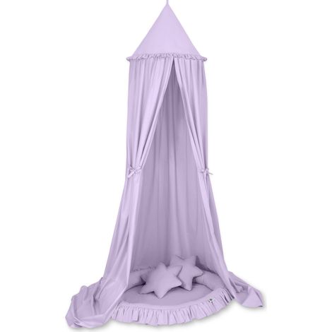 Set: baldacchino sospeso per la cameretta dei bambini, nido con volant, cuscini - viola (1/5)
