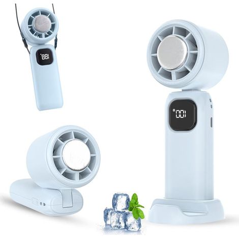 AMXCNOY USB-wiederaufladbarer, tragbarer Ventilator, Mini-Ventilator, kleiner Ventilator, Taschenventilator, Mini-Reiseventilator, 5 Windgeschwindigkeiten, kühlender Schneeeffekt, faltbar mit integrie (1/5)