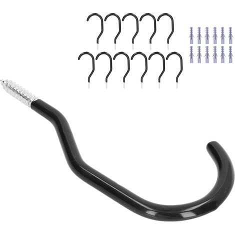 Lot de 12 crochets de rangement pour vélos avec revêtement, fixation murale ou au plafond, pour garage ou garage. Outils à main robustes en fer. (1/5)