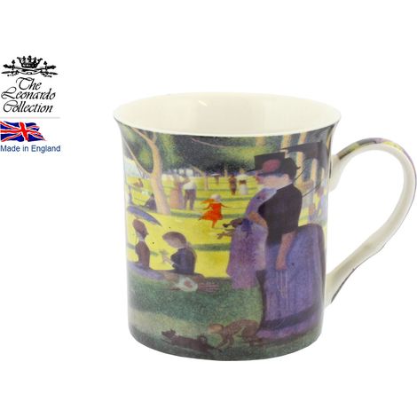 Tazza in porcellana con riproduzione del dipinto "Domenica pomeriggio" di Seurat, idea regalo.