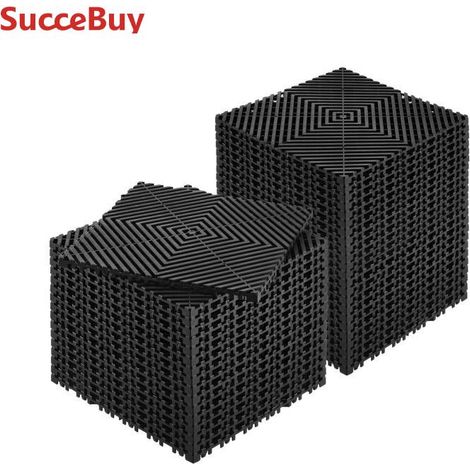 VEVOR Dalles de drainage emboîtables 310×310 mm – Lot de 24 tapis antidérapants en PP pour douche, garage, jardin et cuisine