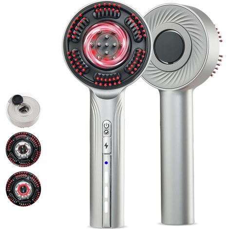 3en1 Applicateur d'huile pour cheveux et massageur de tête électrique sans fil,Massage électrique pour cuir chevelu,IPX7 imperméable, brosse à cuir chevelu portable pour la maison et les voyages,gris (1/5)