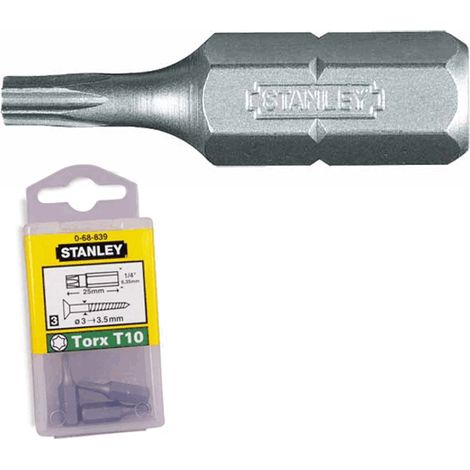 Inserti torx stanley 0-68-839 t10 mm 25 pezzi 3 attacco 1/4"