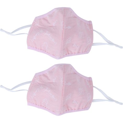 Lot de 2 Masques Respirants en Coton Antipoussière Anti-Smog pour Enfants, Protection Faciale Quotidienne, Motif Rose Imprimé