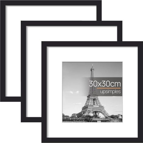 Bilderrahmen 3er Pack Posterrahmen Aufhängen 30x30cm Schwarz (1/5)