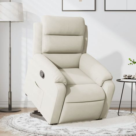 vidaXL Fauteuil inclinable Crème Velours (1/5)