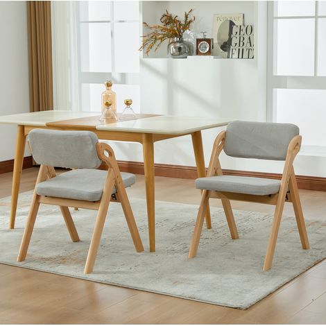 Set di 2 sedie pieghevoli imbottite in legno, seduta comoda, impilabili, per cucina - grigio (1/5)