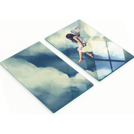Planche décorative multifonctionnelle pour cuisine en verre trempé, motif ange, 2 x 30 x 52 cm (1/5)