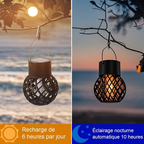 Hqynss Lot de 8 Lampes Solaires Extérieures – Lampe Solaire Suspendue à Flamme – Étanche IP65 – Décoration pour Jardin, Terrasse, Balcon, Clôture, Cour, Fête (1/4)
