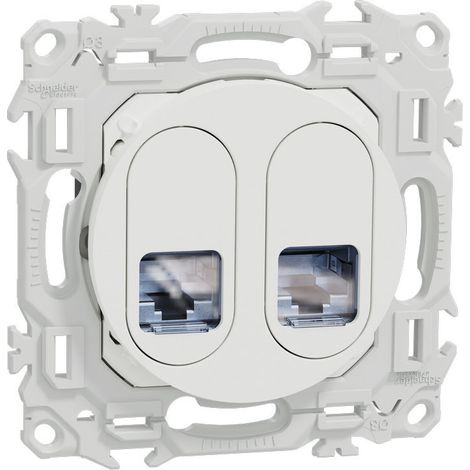 Prise double RJ45 Cat6 STP blanche Odace (S920486)