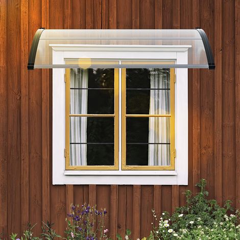 Wolketon Vordach Haustür 120×100 cm – Pultbogenvordach mit Polycarbonat-Dach & robusten ABS-Stützarmen