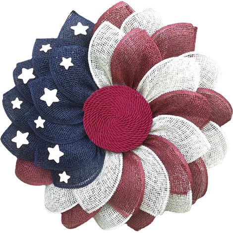 Guirlande Florale Artificielle - Couronne Extérieure 45 cm - Pour Porte d'Entrée Jour de l'Indépendance Fête Nationale - 1 Pièce (1/5)
