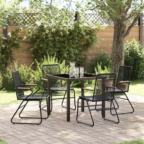 vidaXL Set da Pranzo per Giardino 5 pcs Nero Rattan in PVC (1/5)
