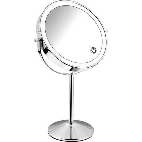 Miroir Maquillage Grossissant 1x7x LED Double Face Rechargeable par USB, Courtoisie Lumineux à Rotation 360 Degrés avec Luminosité de L'écran Tactile Réglable (1/5)