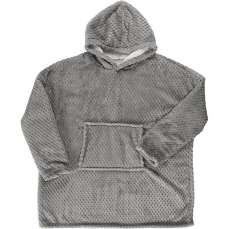Plaid Sweat à Capuche "Nid d'Abeille" 85x118cm Gris (1/5)
