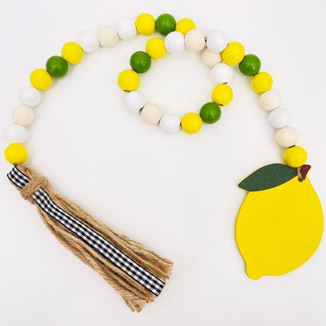 Perle En Bois De Citron - Cordon En Lin Naturel - Pendentif Décoratif Pour Intérieur Et Événements Estivaux - Lot De 1 (1/3)