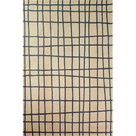 Tapis intérieur extérieur crème à carreaux noir antidérapant - 200 x 280 cm (1/5)