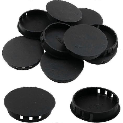 Lot de 10 bouchons noirs pour trous de 50 mm (2") en plastique ronds affleurants à clipser pour obturateurs de tubes/YY (1/5)