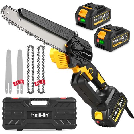 Motosega a batteria senza spazzole 8 pollici, con display a LED, 2 batterie da 4,0 Ah e 2 catene + 2 barre guida (1/5)