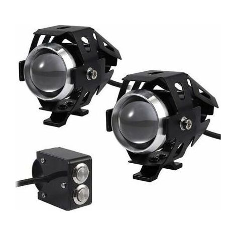 HONORNIC - 2pcs 15W Motorcycle Headlight LED Auxiliary Lights Motorcycle Front Headlights Anti-Fog Projector Spot LED Motorcycle 3000LM U5 Waterproof 12-24V for