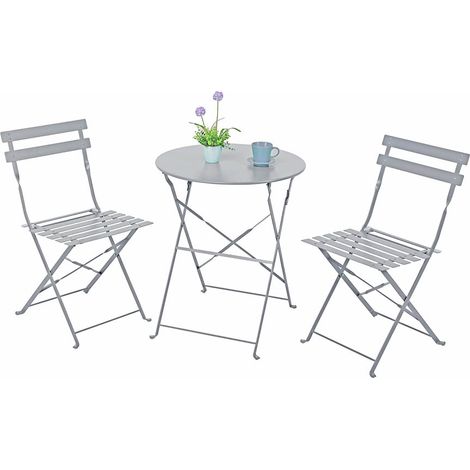 Set balcone con sedie e tavolino in acciaio pieghevoli Dalia grigio (1/5)