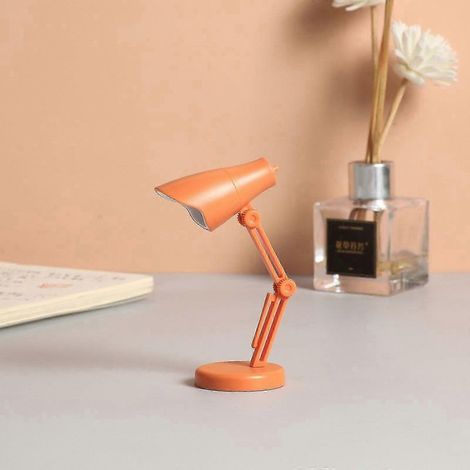 Lampe de bureau magnétique miniature pliable à LED avec clip - Orange (1/4)