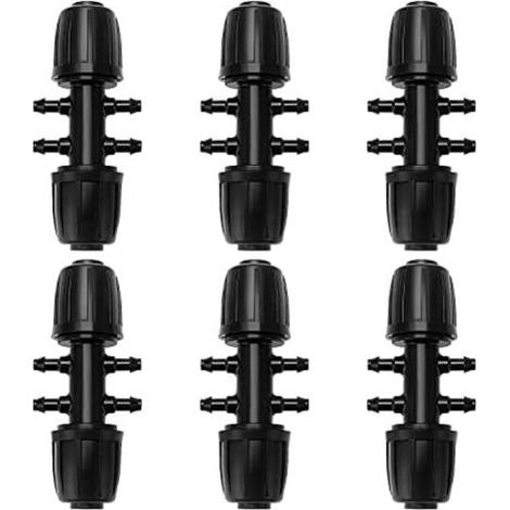 10x2.7cm 6-Way Irrigation Hose Connector, 6-Way Drip Irrigation Connector for Garden, Lawn, Black (1/5)
