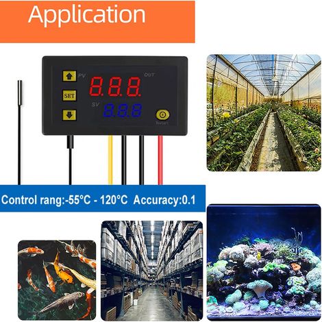 pezzo AC 110V-220V 10A regolatore di temperatura digitale con sonda NTC 10K impermeabile, interruttore termostato riscaldamento/raffreddamento, misuratore sensore, intervallo da -50℃ a 110℃ (1/4)