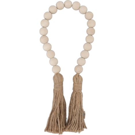 Guirlande de Perles en Bois Naturel Fait Main avec Franges - Décoration Murale Cadeau (1/5)