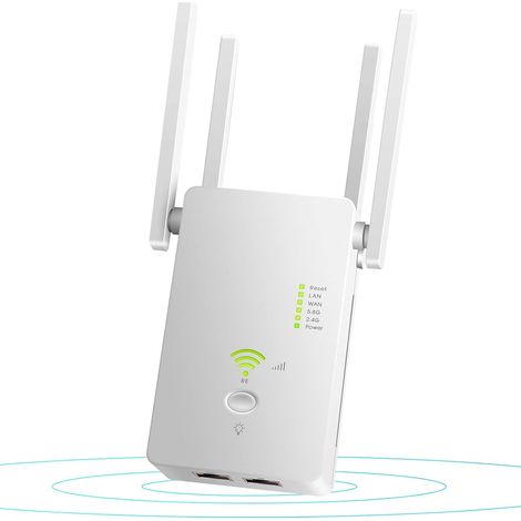 Répéteur Wifi - Double Bande 2,4 GHz et 5 GHz - 1200 Mbps - Port Ethernet - Couverture Jusqu'à 245 m² - Pour Maison - 1 Pièce (1/5)