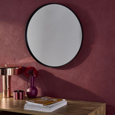 Miroir rond en métal Ø60cm MABEL. noir (1/5)