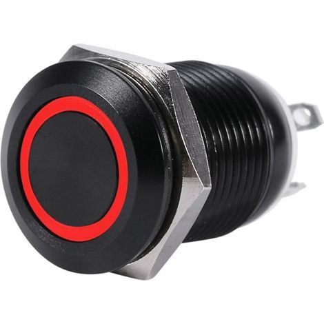 Interrupteur à bascule LED 12 mm noir – bouton poussoir momentané pour voiture, boîtier en plastique résistant, 2 A (1/5)