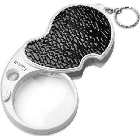 Foldable LED Pocket Magnifier, 3X Magnification with a 15X Jeweler's Loupe - 60 mm Diameter, Small Portable Magnifier for Inspection, Jewelry, Coins, and Travel (1/5)