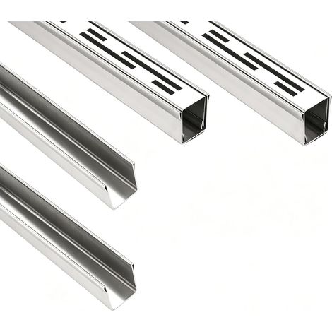 Caniveau de Drainage en Acier Inoxydable 304, Largeur 3,5 cm, Longueur 2 m. Retient efficacement Les saletés, résiste aux intempéries et Convient,pour aux terrasses, allées, pavés et béton. (1/5)