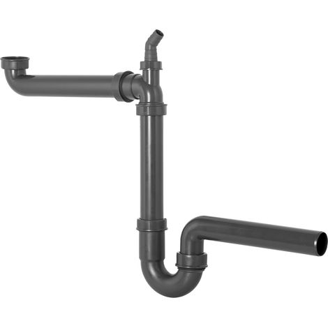 Cornat salvaspazio per lavelli Pollici Attacco per Dispositivo – Realizzato in plastica Riciclata – Imballaggio riciclabile/sifone / T353103R, Grigio, 1 1/2 Zoll x 40 mm (1/5)