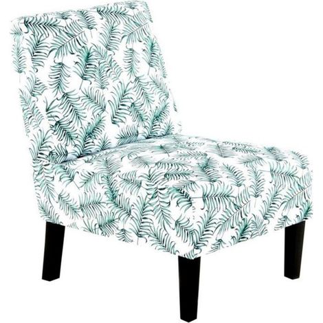 Fauteuil Design Imprimé "Indira" 84cm Blanc & Vert (1/3)