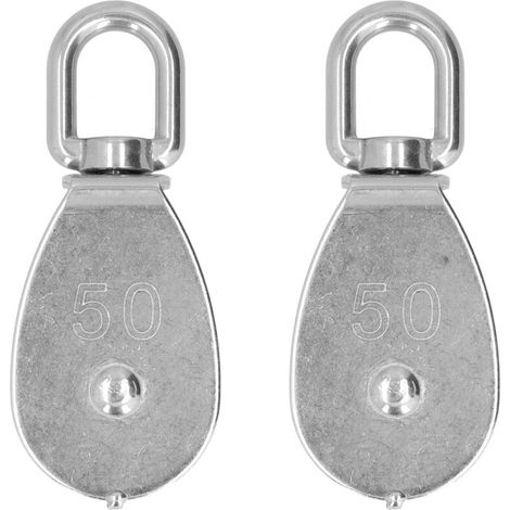 2 Pièces Poulie Simple de Levage en Acier Inoxydable, Roue de Remorquage avec Crochet M50 pour Câble Métallique (1/5)
