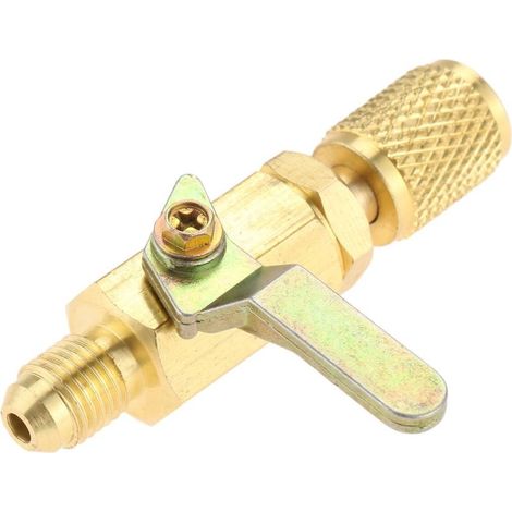 1 Vanne à boisseau sphérique, adaptateur droit 6,35 mm SAE, laiton, pour climatisation automobile et récupération (1/5)