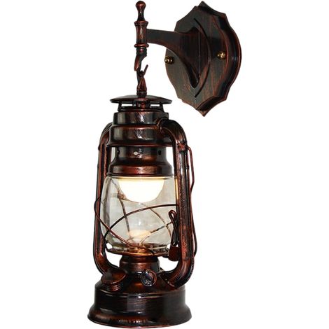 Lampe murale rétro industrielle à pétrole, lampe de chevet, lanterne antique en fer forgé pour couloir ou allée. (1/5)