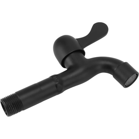 Robinet d'eau en acier inoxydable 304, calibre G1/2, montage mural, modèle long, robinet d'eau froide simple, robinet pour réservoir de serpillière noir (1/5)
