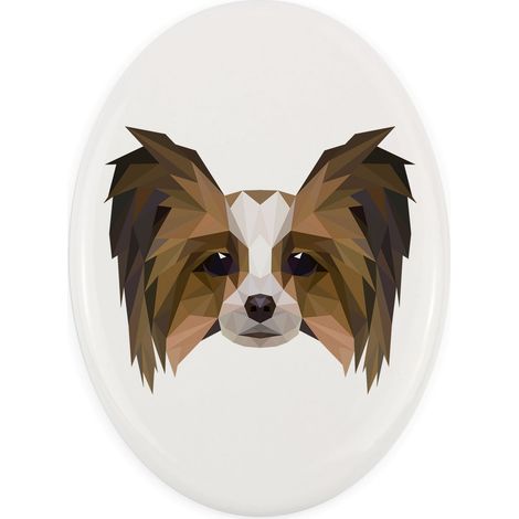 Papillon, Spaniel Continentale - una targa con una foto e un'iscrizione geometrica di Art-Dog (1/4)