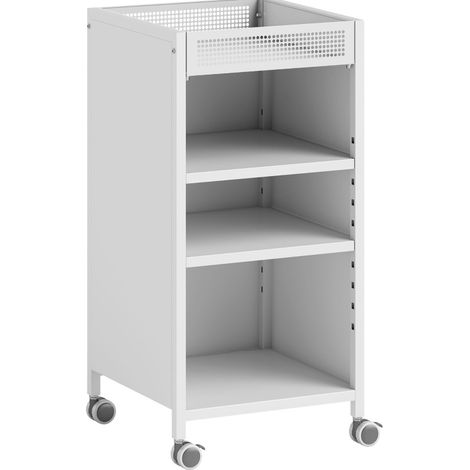 Estantería móvil con ruedas y baldas regulables, carro de metal de 3 niveles, blanco (1/5)