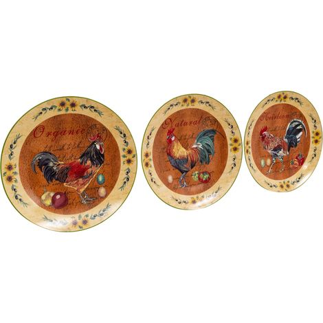 piatti decorativi da parete 40x40x4 cm Piatti da appendere decorativi ceramica Piatto decorativo centrotavola set da 3