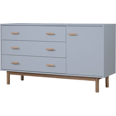Buffet avec 1 porte 3 tiroirs effet chêne gris (1/5)