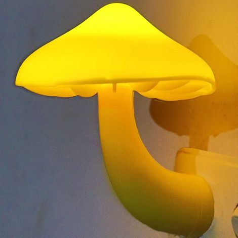 Veilleuses LED jaunes à capteur (2 unités) pour adultes et enfants, en forme de champignon mignon, à brancher au mur. Idéales pour la chambre